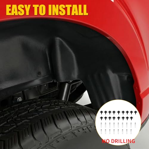 Image of Rear Wheel Well Liners Compatible with 2021-2025 Ford F150 (Not for Raptor) Rear Wheel Arch Liners PE No Drilling Well Guards Tire Inner Fenders for 2024 F-150 Accessories (2PCS)