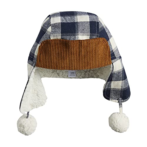 Mud Pie Baby Boys' Navy Flannel Sherpa Hat, 06-18 Months