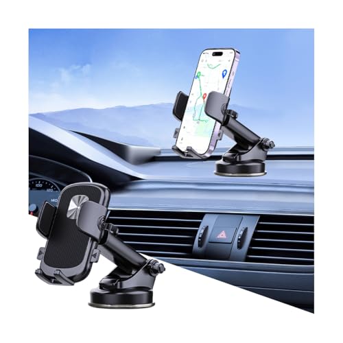 TNAIYH Car Phone Holder, Suction Cup Vehicle Dashboard Windshield Smartphone Mount, Hands Free Stable Clamp Arm Automotive Cellphone Cradles Stand Accessories, Universal Fit