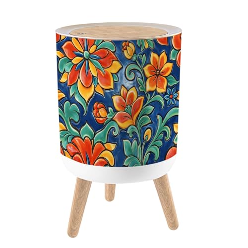 Caneca de basura redonda con tapa y base de plástico 7L