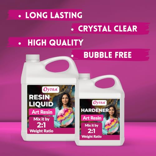 Image of Oytra Resin Art Liquid Hardener for Craft Beginners Materials Kit Ultra Crystal Clear Coat Transparent Epoxy 2 1 Ratio Bubble Release Artists Jewellery Set Casting Tabletop DIY Project (7.5 Kg)