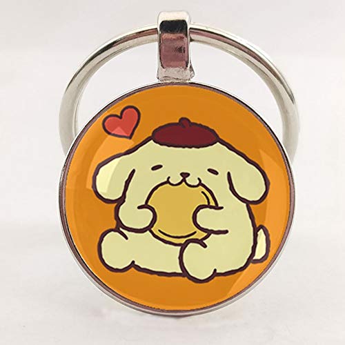 Preisvergleich Produktbild KANGDE Netter Cartoon Meine Melodie Pompon Glas Schlüsselbund Glaskuppel Schlüsselbund Hund Geschenk DIY Geschenk