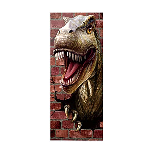 Sticker porte effet dinosaure 3D mural papier peint imperméable 88x200 - 6
