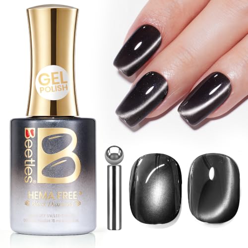 Image of Beetles Black Diamond Cat Eye Gel Nail Polish, 15ML HEMA-Free Magnetic