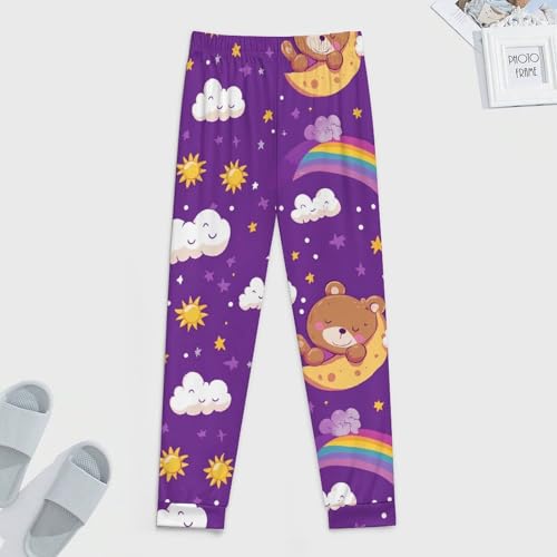 Cartoon Bear Rainbow Sun Moon Men's Pajama Bottoms Sleep Lounge Soft Comfy Pants Sleepwear4