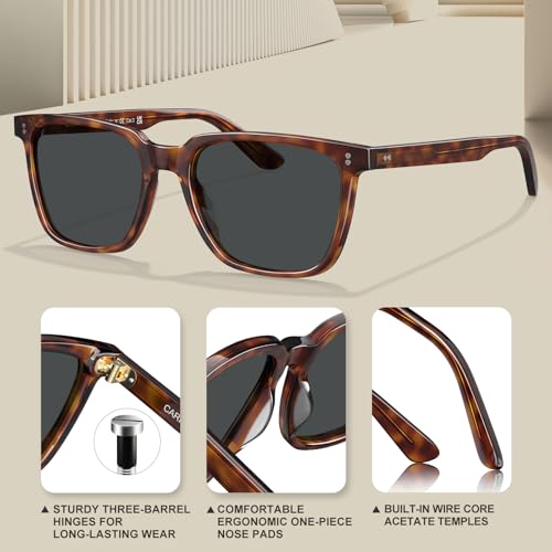 Image of CARFIA Retro Acetate Polarized Sunglasses for Men UV400 Protection Driving Outdoor Anti-Glare Sun Glasses CA5354WS