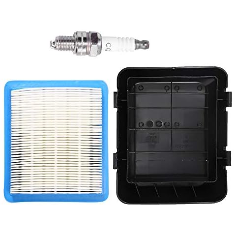 Anxingo 17211-ZL8-023 Air Filter With 17231-Z0L-050 Cleaner Cover Replacement for Honda GCV135 GCV160 GCV190 Engine HRB216 HRB217 HRR216 HRS216 Motor Pressure Washer Push Lawn Mower + Spark Plug Cover