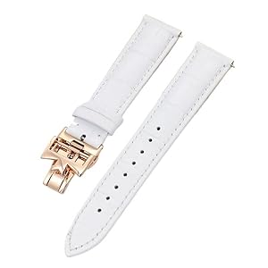 LBRYVTCE- 19mm 20mm 22mm Double-Sided Cowhide Watch Bands for Vacheron VC Watch Strap Constantin for Men and Women Cow Leather Bracelets （White Rose Gold Clas，22mm）