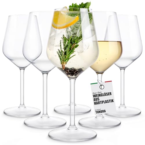 TUNDRA - 6er Set Kunststoff Weingläser Aperol Spritz Gläser | EVENT 33 cl. | Camping Weingläser aus Tritan (Hartplastik) - Plastik Weingläser Unzerbrechlich Spülmaschinenfest BPA-Frei