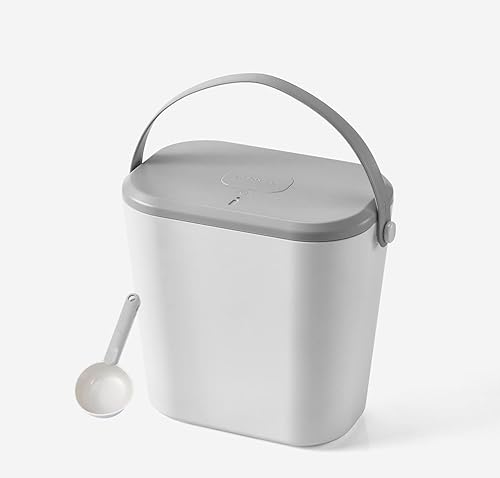 DOGNESS Contenedor de almacenamiento de alimentos para mascotas sellado al vacío blancogris, 12 litros, 6.4 libras, blancogris