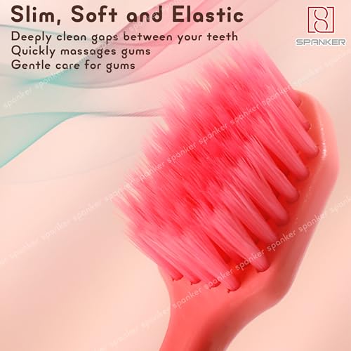 Image of Spanker Pack of 5 Extra Wide Head 15MM Adult Toothbrush with Double Inplanted Soft Feather Like Bristles Non Frizzing Toothbrush for Intensive Care Protect Fragile Gums for Good Cleaning Effect