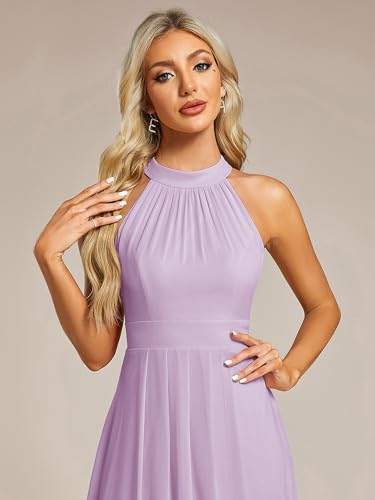 Image of Ever-Pretty Women's Halter Chiffon Midi Cocktail Wedding Guest Dress