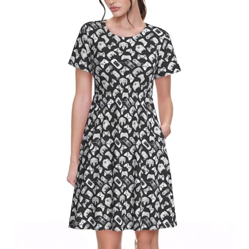 Robe d'été manches courtes originale avec son motif manette de jeu
