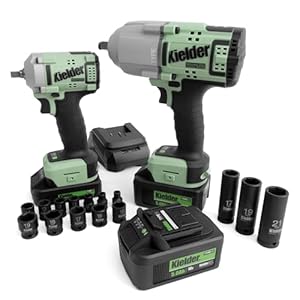 Kielder 3 Battery Bundle Box: 18v Brushless TYPE18 High Torque 1/2″ Impact Wrench & Ultra Compact 3/8″ Impact Wrench, with 2 x 5.0Ah Batteries, 1 x 2.0Ah Battery, Charger & Impact Sockets