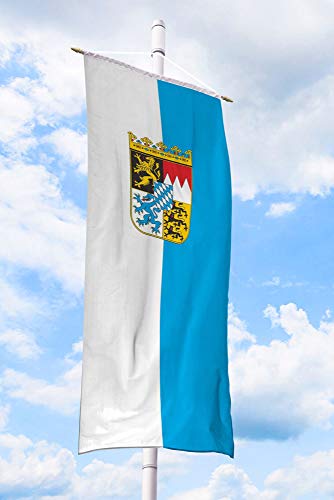 Deitert Bundesland-Flagge Bayern – 120x300 cm Bayern-Flagge mit Wappen (Raute), Bannerfahne aus reißfestem Polyester, Bayern-Fahne mit Doppelsicherheitsnaht gesäumt