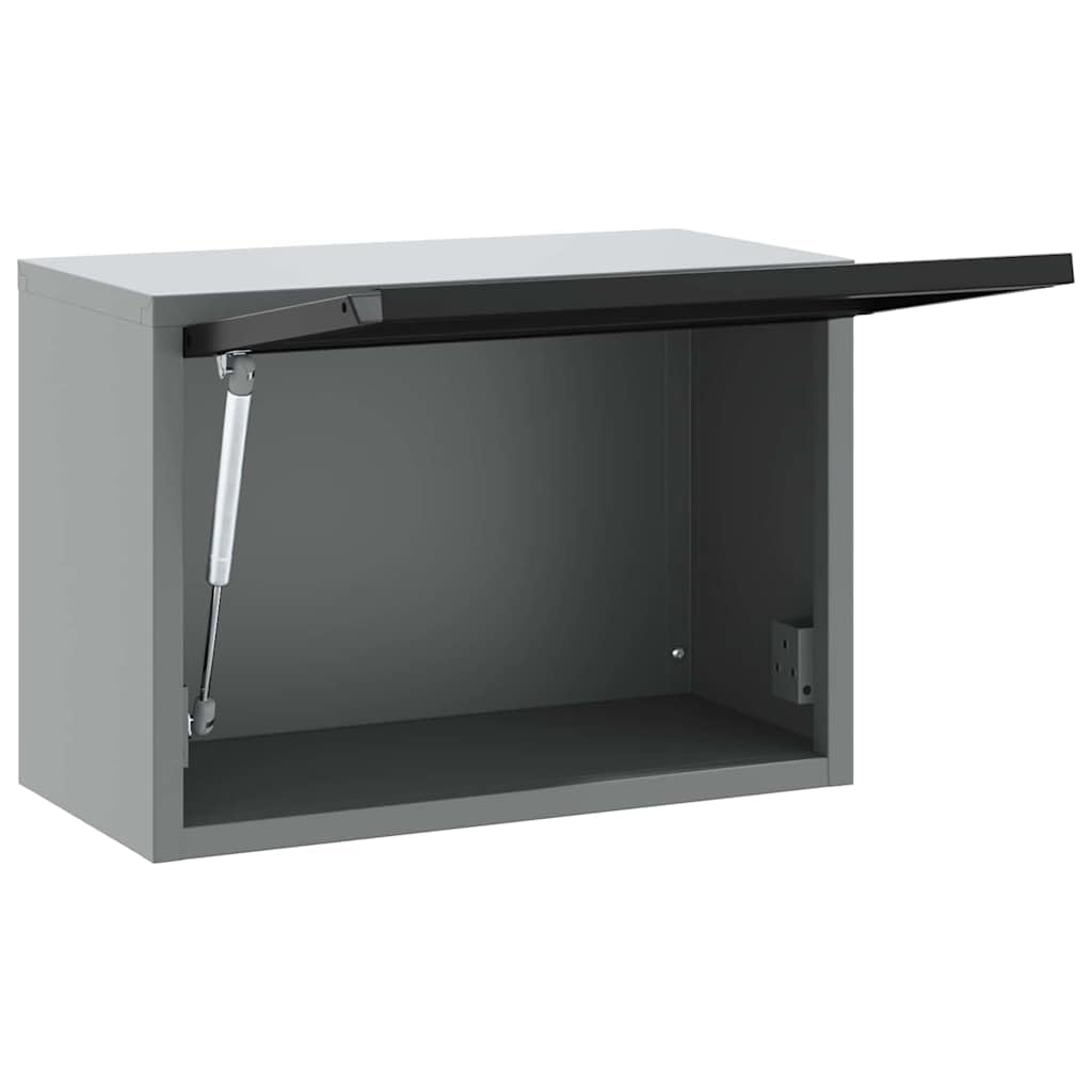 vidaXL Armoire à outils avec stockage Noir et gris 50 x 25 x 35 cm, Atelier, coffre à outils en acier rectangulaire, rangement durable, organisateur moderne pour garage