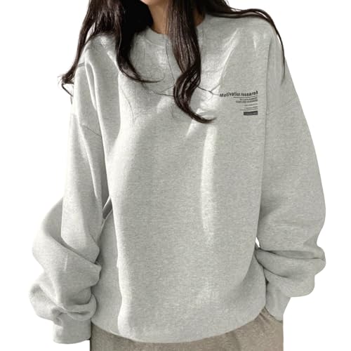 [Augseed] トレーナー レディース 薄手 裏起毛 長袖 トップス 秋 冬 スウェット プルオーバー 大きいサイズ ゆったり おしゃれ パーカー ロゴ バックプリント 英字 ロンt 韓国 ファッション 可愛い 無地 部屋着 丸首 お洒落 秋冬 カジュアルのサムネイル