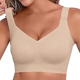 MNBBO 2025 Womens Bras No Underwire Full Support Back Fat Smoothing Bralette Wireless Push Up Plus Size Skin Sports Bra (Nude,M)