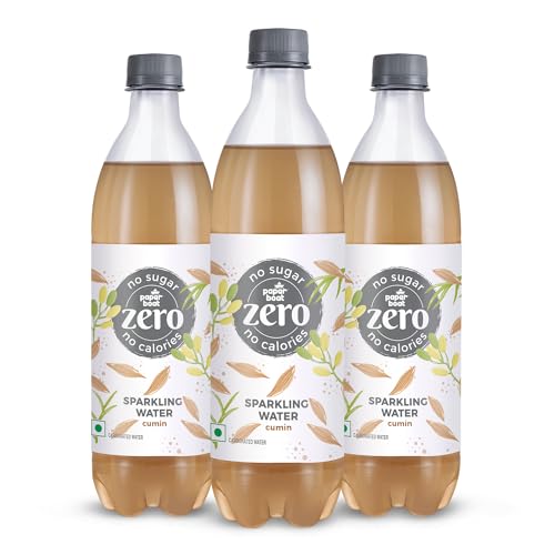 Image of Paper Boat Zero Cumin Sparkling (Fizzy) Water - Pack of 3, 600 ml Each | Zero Calories, Zero Sugar Drink | Sugar Free | Flavoured Carbonated Water | No Aspartame