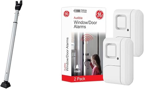 BRINKS 675-83001 Barra de seguridad portátil para puerta, color plateado, tope de puerta de seguridad que se adapta a la mayoría de puertas