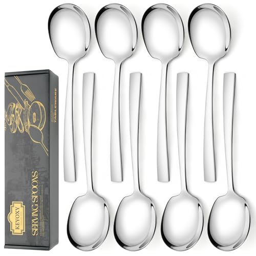 Keyoxy 8 Piece Serving Spoons Set, 9.2-Inch Includes 8 Large Spoons