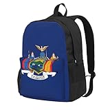 Jkkghll Mochila unisex de gran capacidad con estampado de bandera de Nueva York, ligera, para viajes, senderismo, uso diario y camping