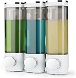 goldenwarm Seifenspender Wandbefestigung Ohne Bohren Schwarz&Weiß Plastik Spülmittelspender Geeignet für Küche, Bad, WC für Duschgel, Shampoo, Seife (3 x 300ml)