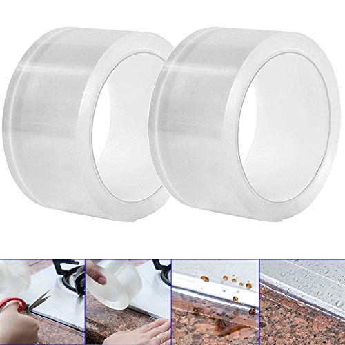 Preisvergleich Produktbild Gebildet 2 Stücke PVC Bad Versiegelungsmittel Tape, Acryl Abdichtungsband Wand Dichtungsband Wasserdicht Band, Küche Herd Spaltdichtungen (5CM × 3M, Transparent)