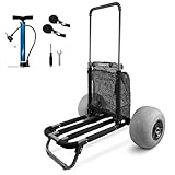 Beach Dolly Cart, Collapsible Beach Trolley with 12 Inch Big Balloon Wheels for Sand