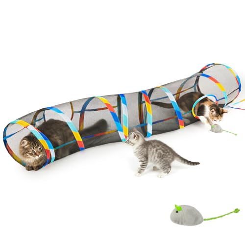 Image of Glittme 48 inch Mesh Cat Tunnel, Breathable Pet Play Tube for Cats and Rabbits