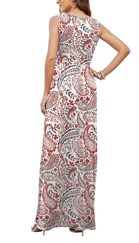 Image of AUSELILY Maxi Dresses for Women Summer Casual Sleeveless V Neck Wrap Dress | Sleeveless Long maxi dress with wrap V neck & side pockets, for formal cocktail, beach & casual daily wear