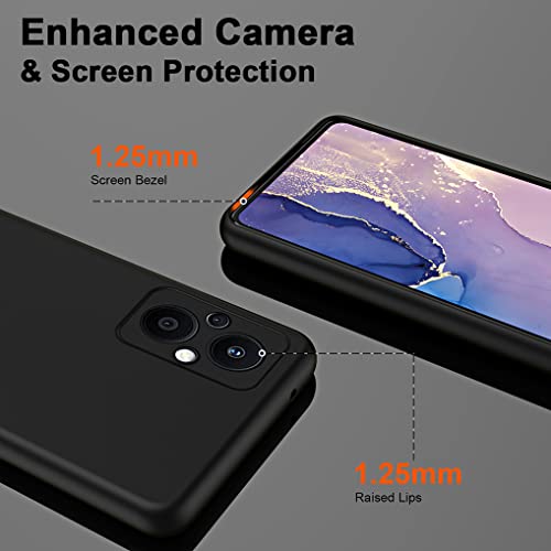 SEAHAI Case for OPPO Reno 8 Lite 5G / OPPO Reno 7 Lite, Ultra Slim Shockproof Liquid Silicone Phone Cover with Soft Anti-Scratch Microfiber Lining, Silky-Soft Touch Full-Body Protective Case - Black