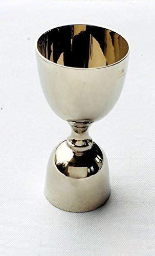Baba Cart Peg Measure Cup Electro Plated Nickel Silver with Chrome Finish, 30 ml/60 ml, Silver