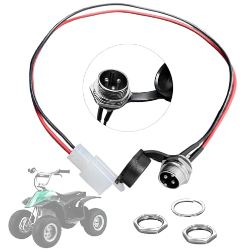 GYL Charging Cable for Razor, Charging Port Replacement for Razor MX500 MX650 Jack 1Z 3 Pin 2 Wire Connector Plug Jack Electric Hoverboard Socket with Power Button Wire Cable