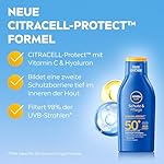 NIVEA SUN Schutz & Pflege Sonnenlotion LSF 50+, wasserfester Sonnenschutz mit Vitamin C & Hyaluron, schnell einziehende Sonnencreme für 48h Feuchtigkeit ohne weiße Rückstände (100 ml) – Bild 3
