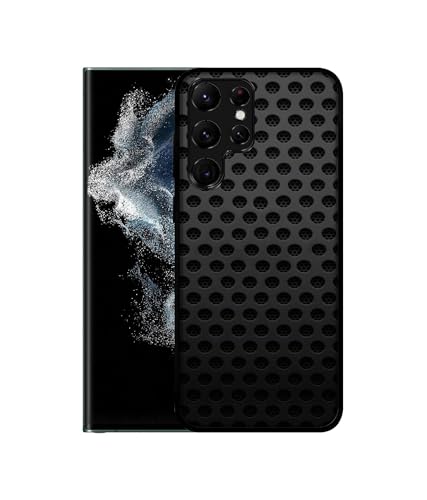 Image of Black Circle Design Premium 2D Printed Metal Back Case Cover for Samsung Galaxy S22 Ultra 5G