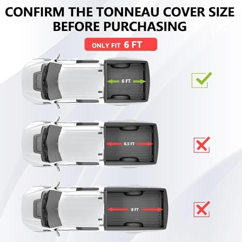 Image of 6' Theftproof & Waterproof Hard Tri-Fold Truck Bed Tonneau Cover for 2019 2020 2021 2022 2023 Ford Ranger 6FT (72.7 inch) Bed