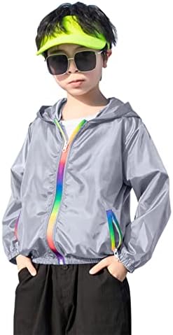 Kids Boys Girls Sun Protection Hoodie Jacket Toddler Lightweight Summer Breathable Outwear Space Apparel (Grey, 5 Year)