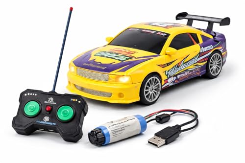 Image of TEC TAVAKKAL Remote Control Sports Car for Kids, High-Speed RC Racing Car with Remote, Rechargeable Battery & USB Charging Cable, 50 Ft Control Range, Indoor & Outdoor Toy Car (Yellow)