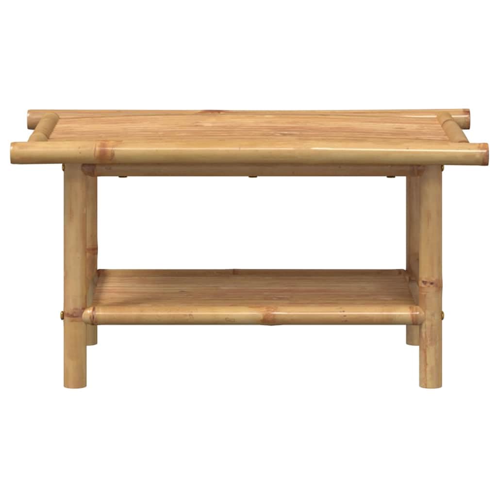 Bambus Couchtisch 70x40x35 cm mit Stauraum, stabiles Bambusmöbel für Innen und Außen als moderner Couchtisch mit Ablagefach und Latten-Design