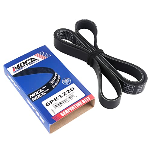 Image of MOCA 6PK1220 EPDM Serpentine Belt Compatible with 2008 2009 for Cadillac CTS 3.6L, 2002-2003 for Kia Sedona 3.5L, 2010-2017 for Toyota Corolla 1.8L, 2019-2020 for Toyota Corolla 1.8L