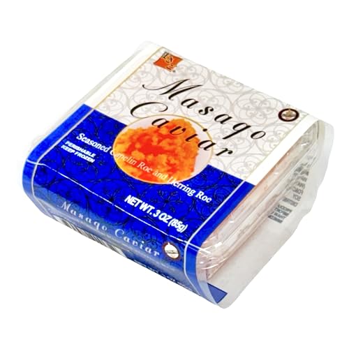 Azuma – Masago Caviar Seasoned Pink – Premium Capelin Roe, Lightly Salted and Marinated, Ready to Serve, Sushi-Grade Topping for Rolls and Rice, Gourmet Japanese Seafood, 3 oz | 85 g