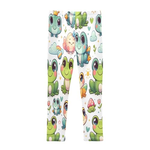 Bolaz Toddler Girls Leggings Printed Yoga Pants Leggings Green Yellow Cartoon Frog for Kids2