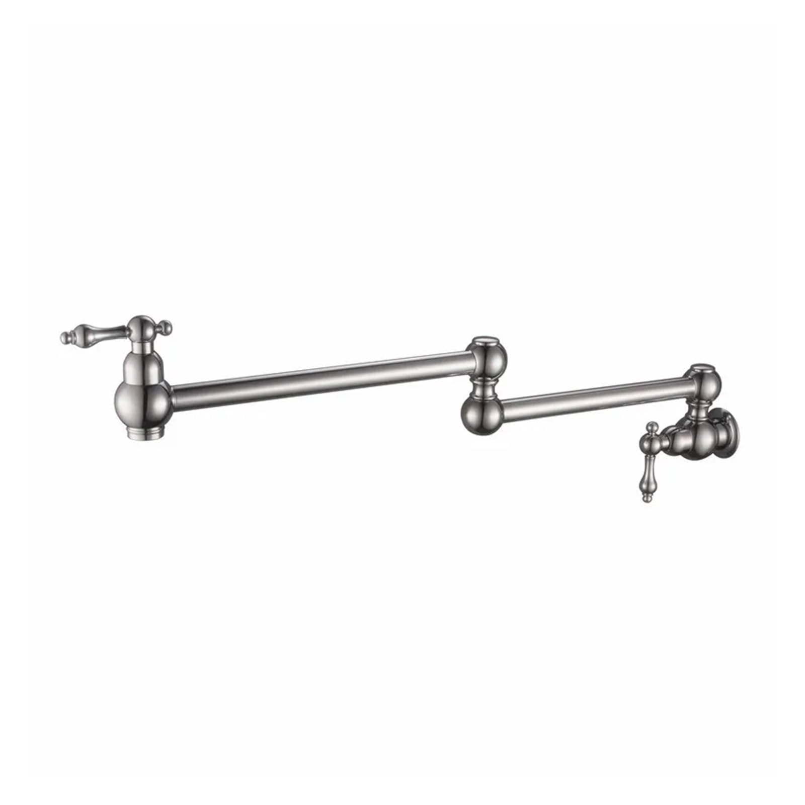 Gqnblvhzupdm Brushed Stainless Kitchen Faucets, Wall Mounted Dual Shut Off Valve Pot Filler Faucet With 22" Double-Jointed Swinging Spout Lever Handles(Brushed Stainless)
