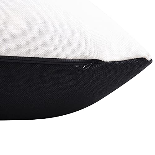 Cygnus Set Of 2 Faux Leather And Linen Throw Pillow Covers 20X20 Inch Black And White Modern Decorative Accent Cover For Couch Sofa,Black #TOP6