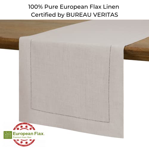 D'Moksha Homes Linen Natural Table Runner 183 CM Long, 100% Pure Linen Hemstitch Table Runner 36 x 183 cm for Dresser Dining - Image 3