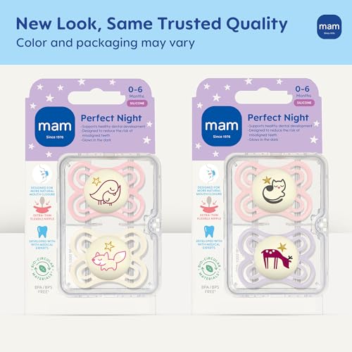 Image of MAM Perfect Baby Premium Pacifier 0-6 Months, Extra Thin Nipple, 2 Pack
