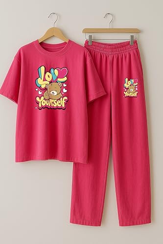Image of My Swag Womens Printed Nightwear Set | Printed T-Shirt & Lower Set for Womens&Girls