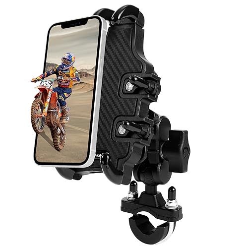 Diealles Shine Soporte Movil Moto, Soporte Movil Bicicleta Antirrobo Antivibración, 720° Rotación Suporte Telemóvel Moto para Manillares de 15-25 mm, Compatible con 4.7-7.1' Teléfonos