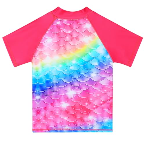 Image of TFJH E Girls Short Sleeve Swimsuit Two Piece Swimwear UPF 50+ UV 3-12 Years